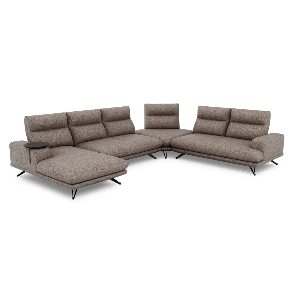 GAVORA – Push-Back Fabric Sofa with Adjustable Backrest (Left Corner)