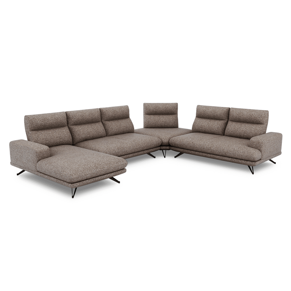 GAVORA – Push-Back Fabric Sofa with Adjustable Backrest (Left Corner)