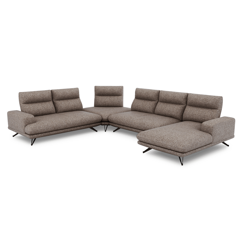 GAVORA – Push-Back Fabric Sofa with Adjustable Backrest (Right Corner)
