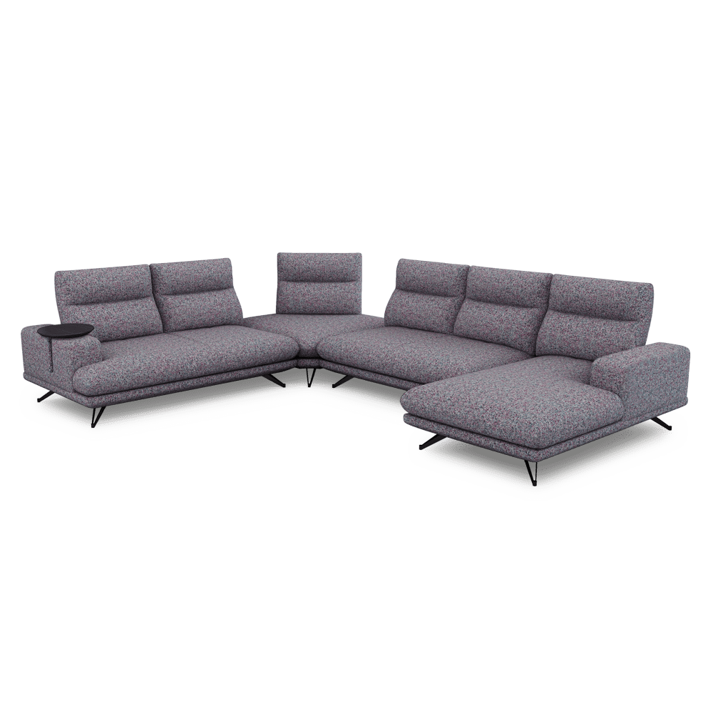 GAVORA – Push-Back Fabric Sofa with Adjustable Backrest (Right Corner)