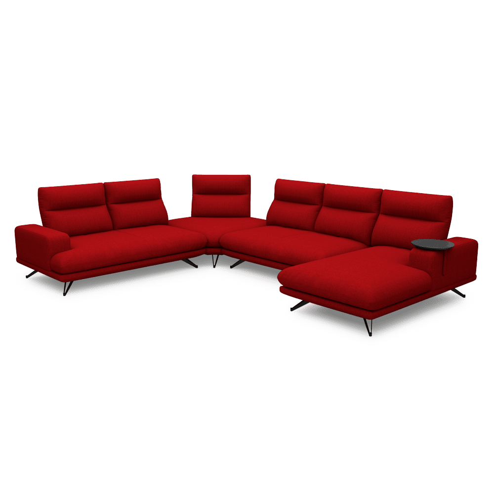 GAVORA – Push-Back Fabric Sofa with Adjustable Backrest (Right Corner)