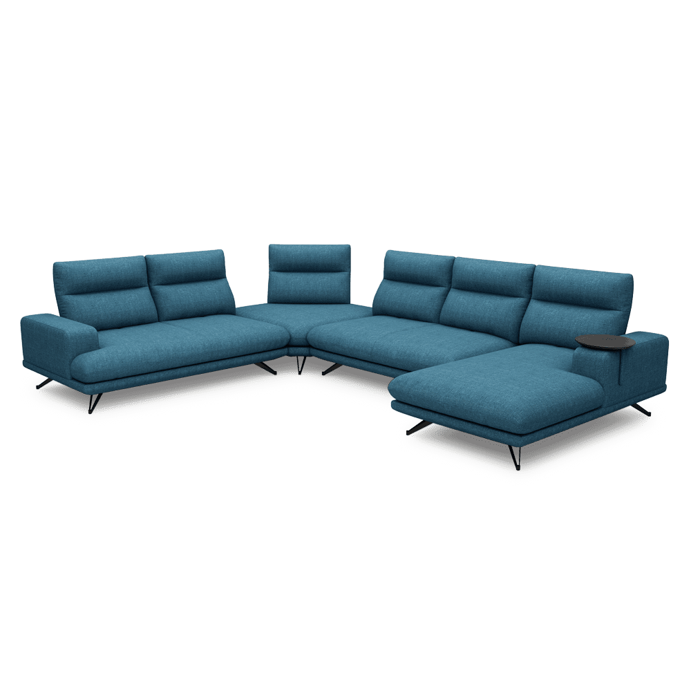 GAVORA – Push-Back Fabric Sofa with Adjustable Backrest (Right Corner)