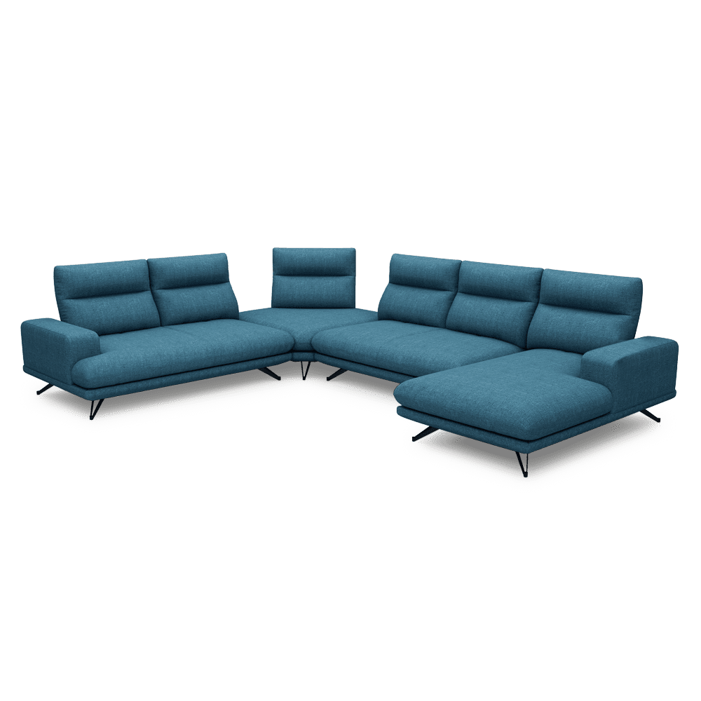 GAVORA – Push-Back Fabric Sofa with Adjustable Backrest (Right Corner)