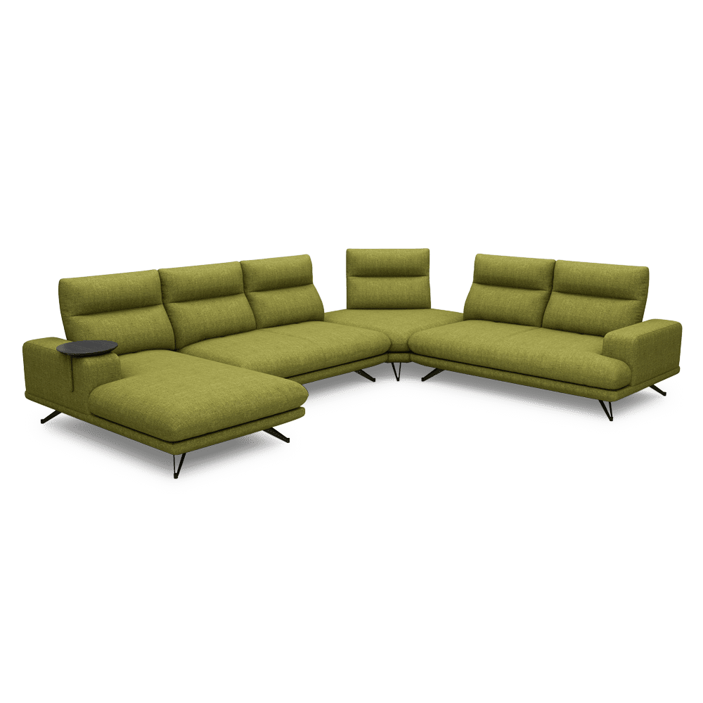 GAVORA – Push-Back Fabric Sofa with Adjustable Backrest (Left Corner)