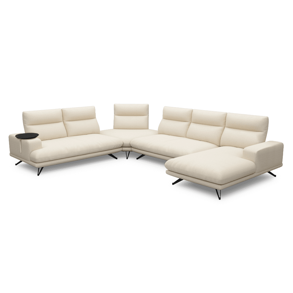 GAVORA – Push-Back Fabric Sofa with Adjustable Backrest (Right Corner)