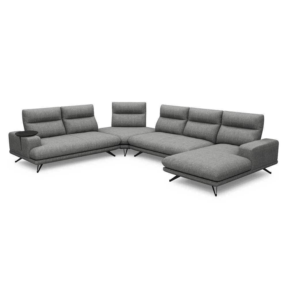 GAVORA – Push-Back Fabric Sofa with Adjustable Backrest (Right Corner)