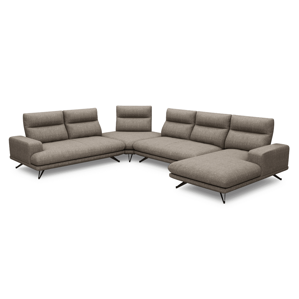 GAVORA – Push-Back Fabric Sofa with Adjustable Backrest (Right Corner)