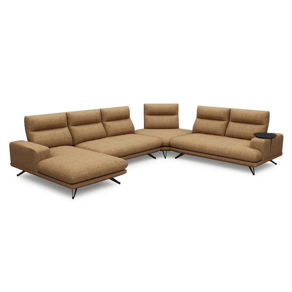 GAVORA – Push-Back Fabric Sofa with Adjustable Backrest (Left Corner)