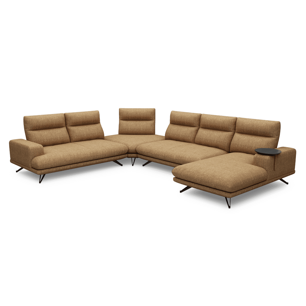 GAVORA – Push-Back Fabric Sofa with Adjustable Backrest (Right Corner)