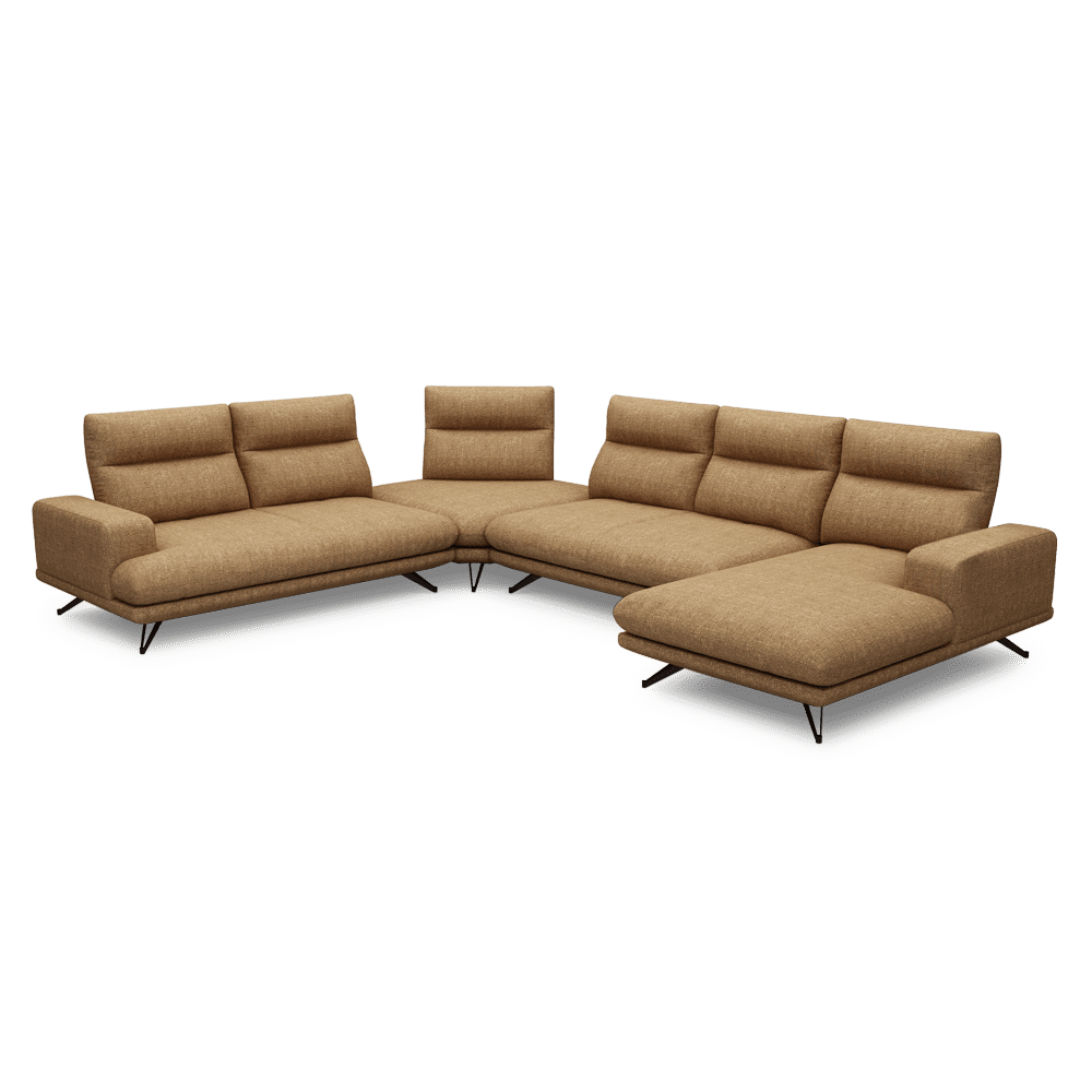 GAVORA – Push-Back Fabric Sofa with Adjustable Backrest (Right Corner)