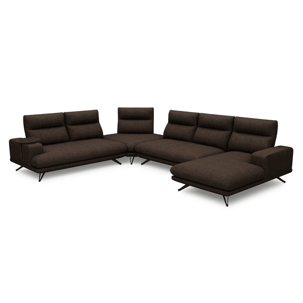 GAVORA – Push-Back Fabric Sofa with Adjustable Backrest (Right Corner)