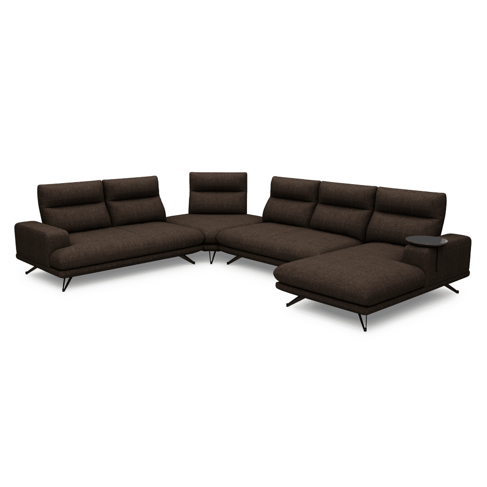 GAVORA – Push-Back Fabric Sofa with Adjustable Backrest (Right Corner)