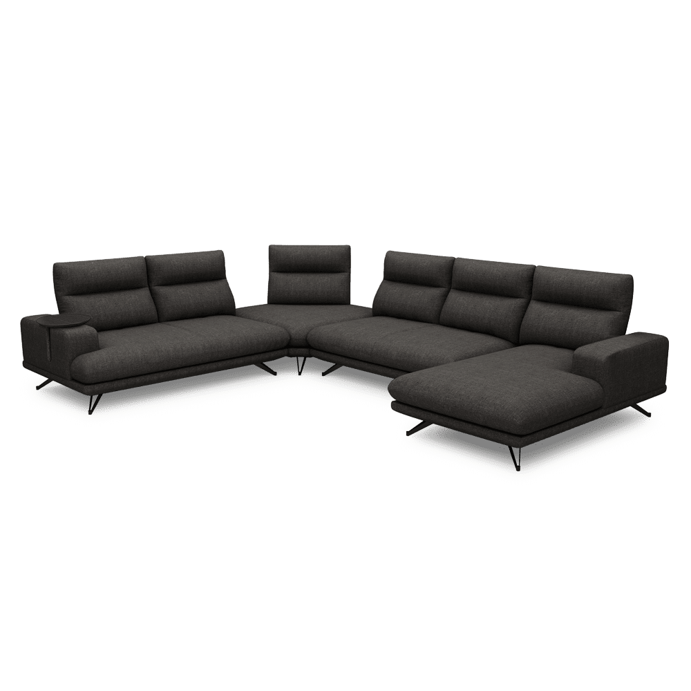 GAVORA – Push-Back Fabric Sofa with Adjustable Backrest (Right Corner)