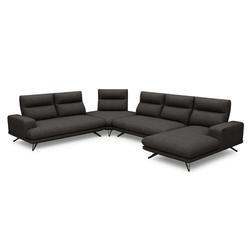 GAVORA – Push-Back Fabric Sofa with Adjustable Backrest (Right Corner)