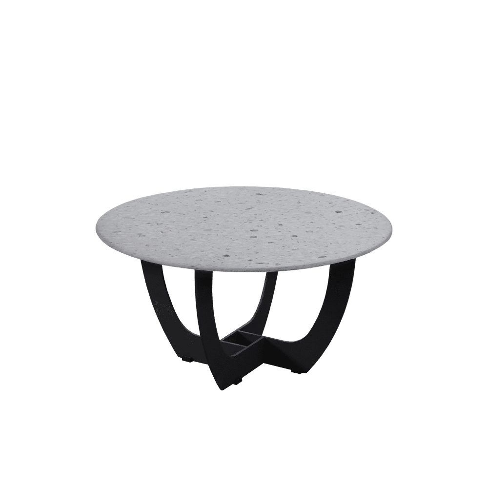Mix & Match Round Marble Coffee Table with Black Curved Metal Base