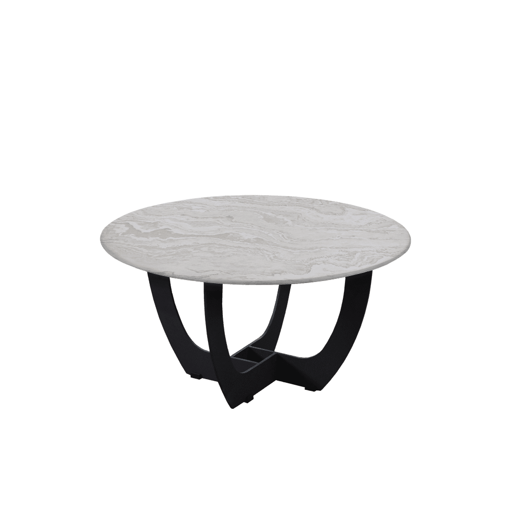 Mix & Match Round Marble Coffee Table with Black Curved Metal Base