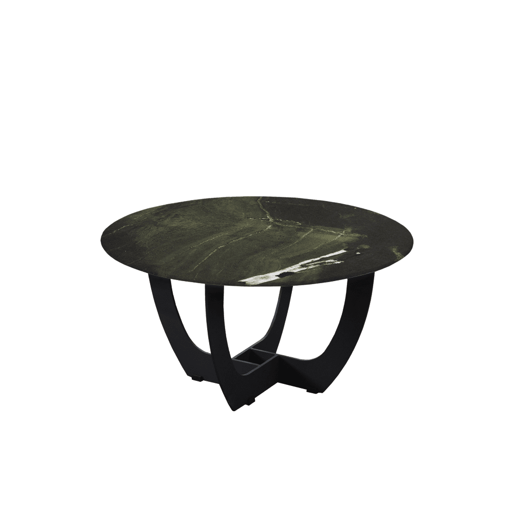 Mix & Match Round Marble Coffee Table with Black Curved Metal Base