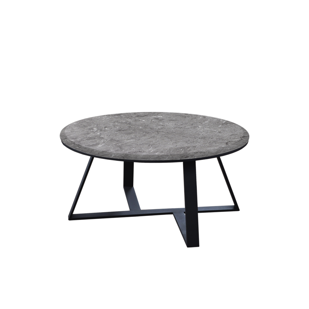Mix & Match Round Marble Coffee Table with Triangle Metal Base