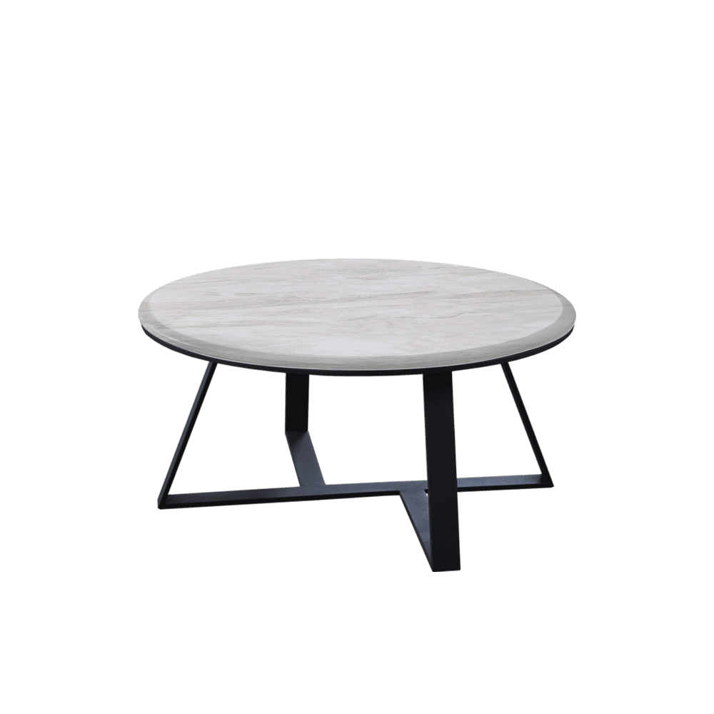 Mix & Match Round Marble Coffee Table with Triangle Metal Base