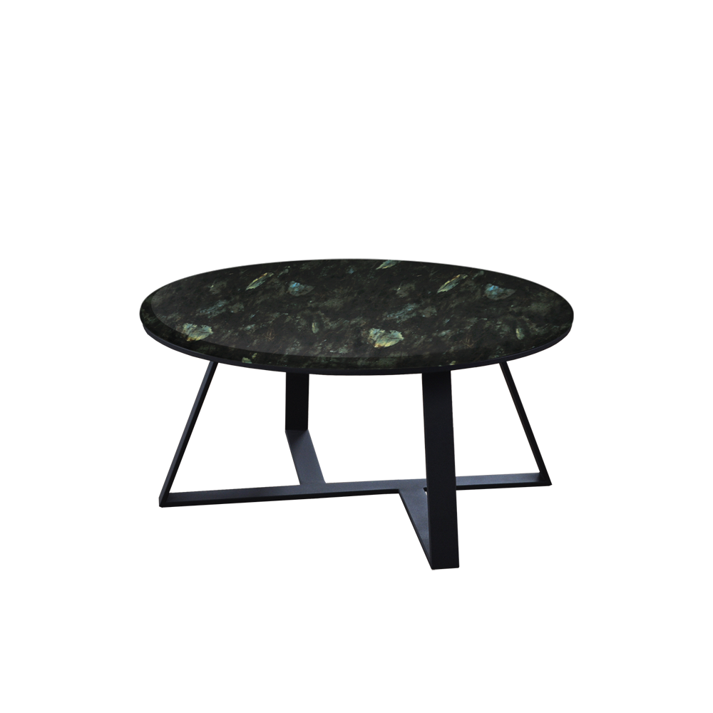 Mix & Match Round Marble Coffee Table with Triangle Metal Base