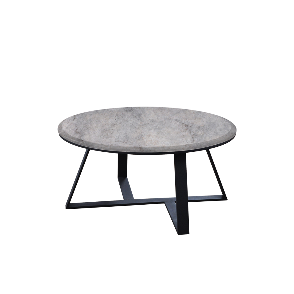 Mix & Match Round Marble Coffee Table with Triangle Metal Base