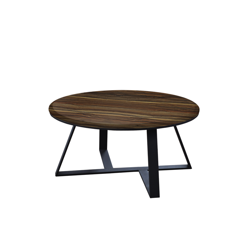 Mix & Match Round Marble Coffee Table with Triangle Metal Base