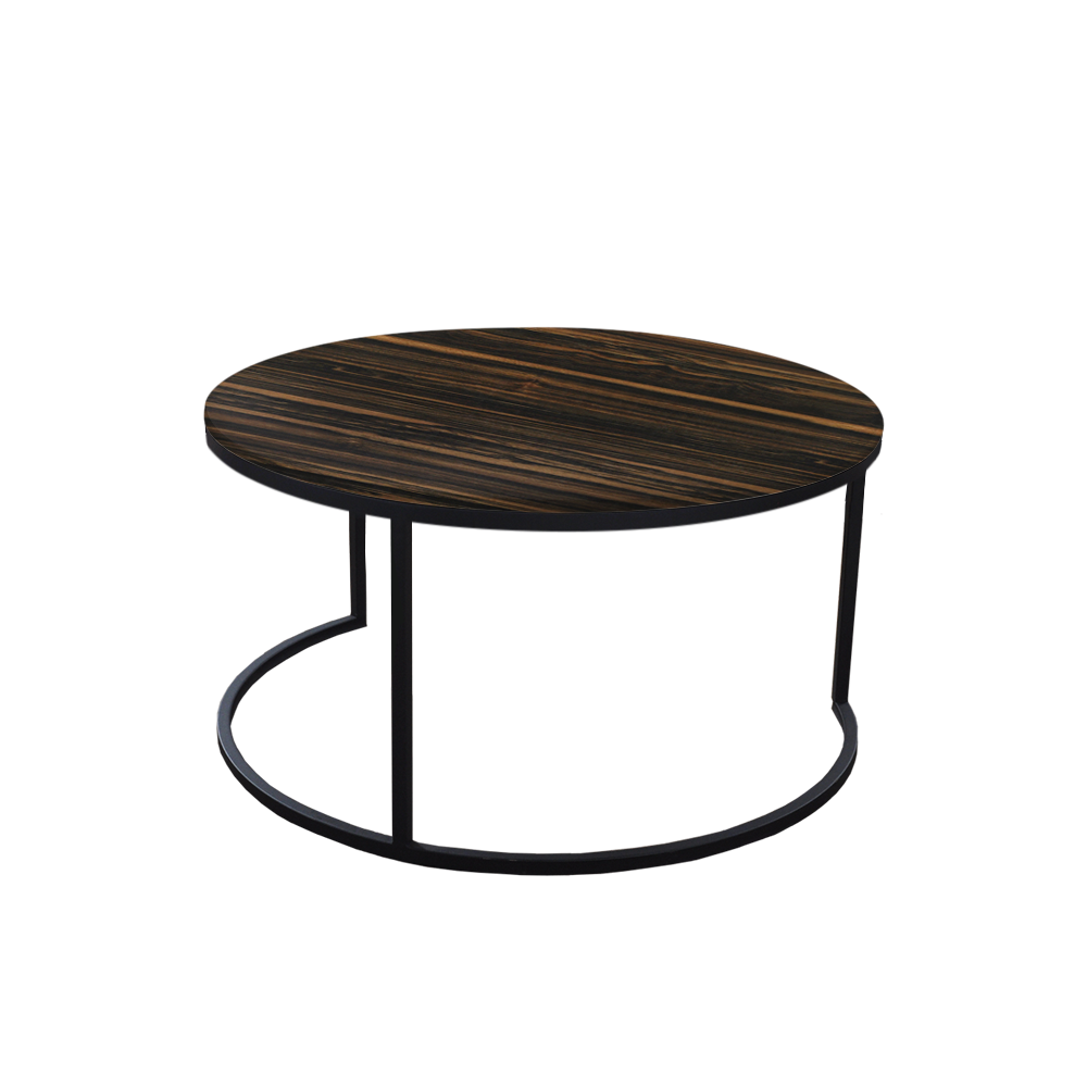 Mix & Match Round Marble Coffee Table with C-shaped Metal Base