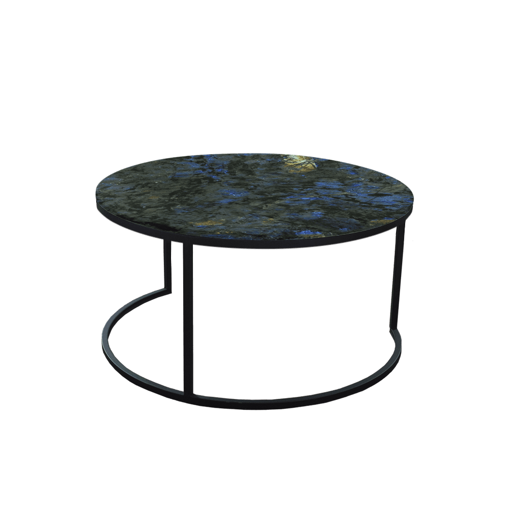 Mix & Match Round Marble Coffee Table with C-shaped Metal Base