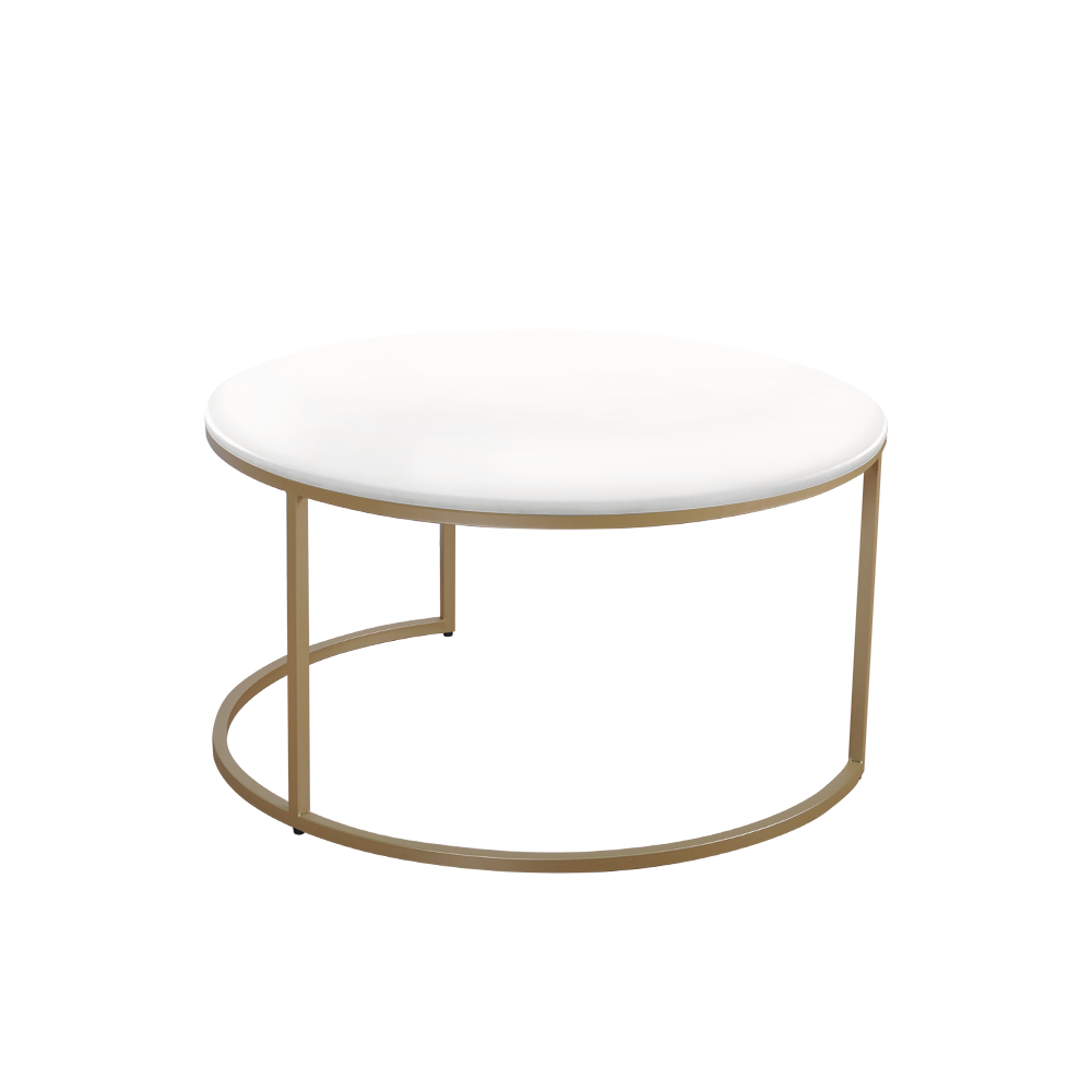 Mix & Match Round Marble Coffee Table with Gold C-shaped Metal Base