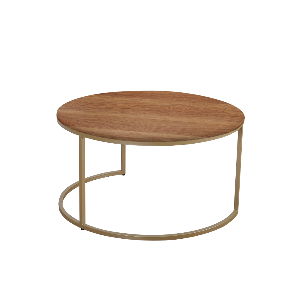 Mix & Match Round Marble Coffee Table with Gold C-shaped Metal Base