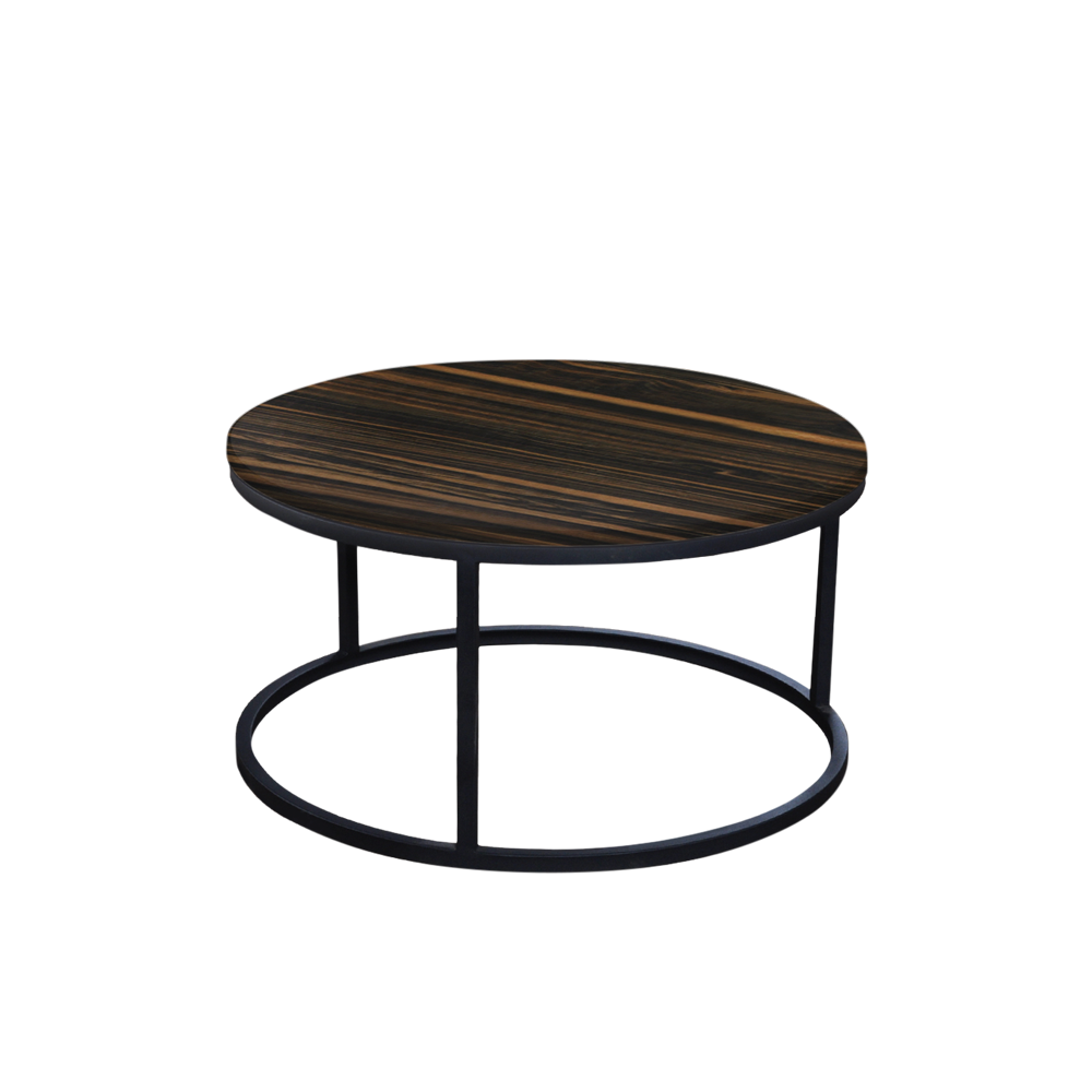 Mix & Match Round Marble Coffee Table with Black Round Metal Base