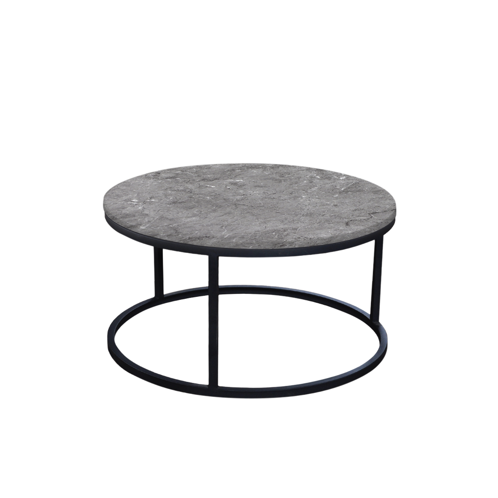 Mix & Match Round Marble Coffee Table with Black Round Metal Base