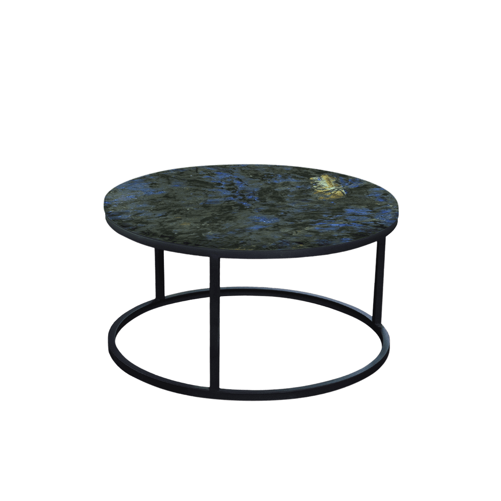 Mix & Match Round Marble Coffee Table with Black Round Metal Base