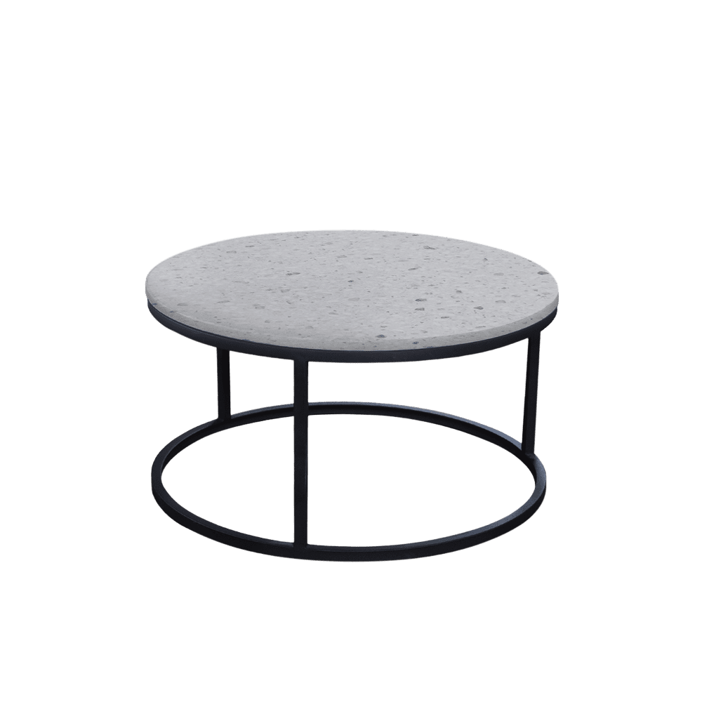 Mix & Match Round Marble Coffee Table with Black Round Metal Base