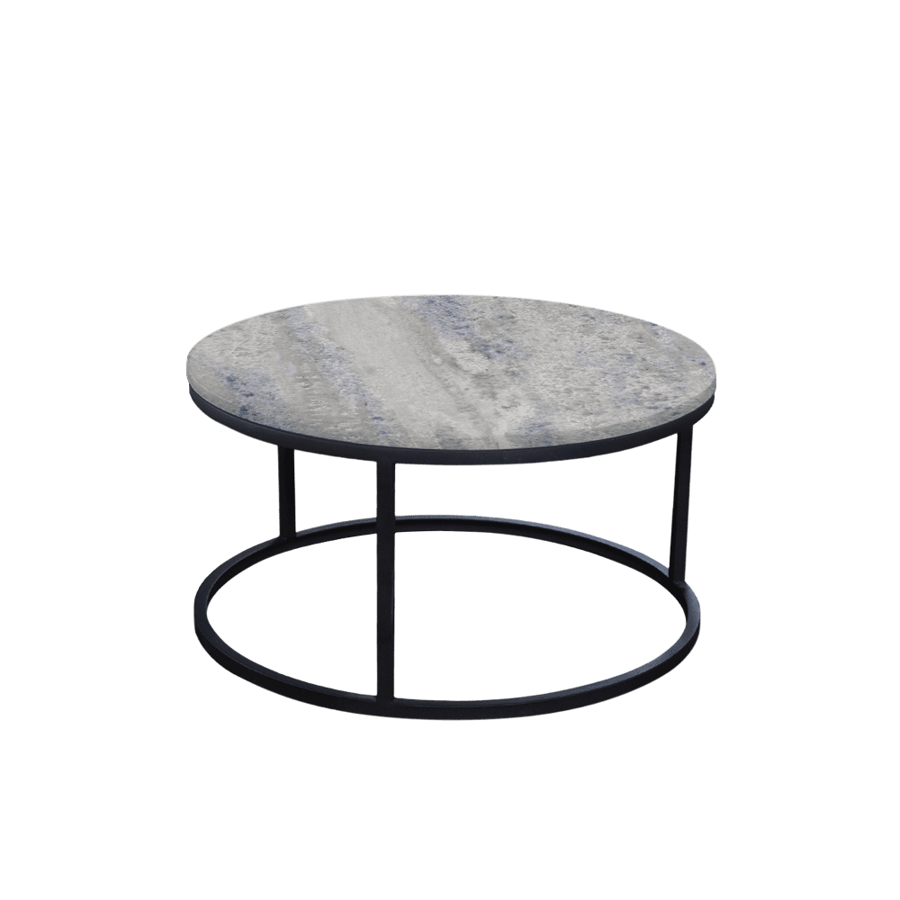 Mix & Match Round Marble Coffee Table with Black Round Metal Base
