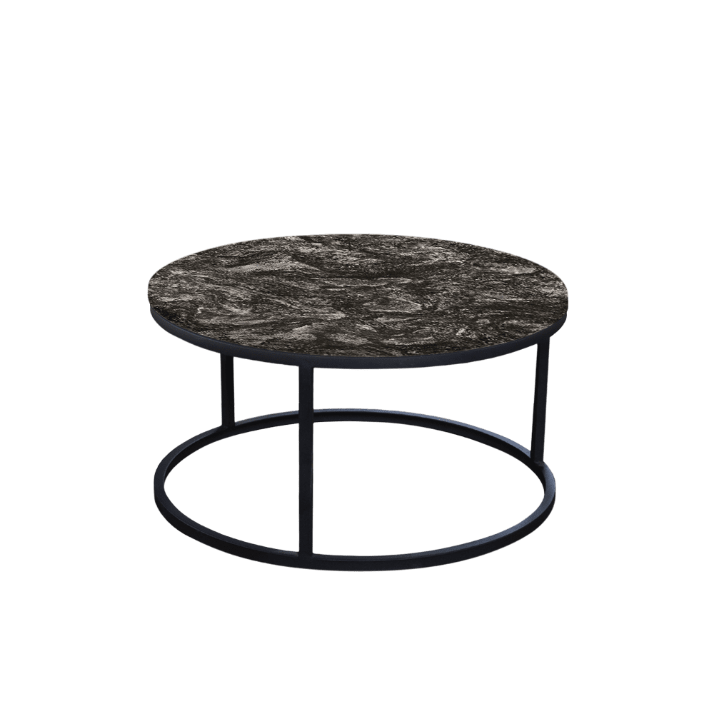 Mix & Match Round Marble Coffee Table with Black Round Metal Base