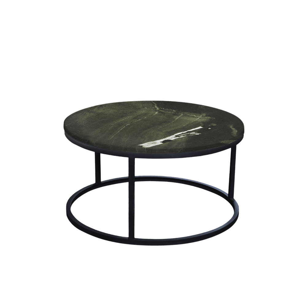 Mix & Match Round Marble Coffee Table with Black Round Metal Base