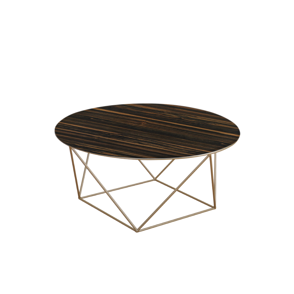 Mix & Match Round Marble Coffee Table with Gold Square Geometric Metal Base