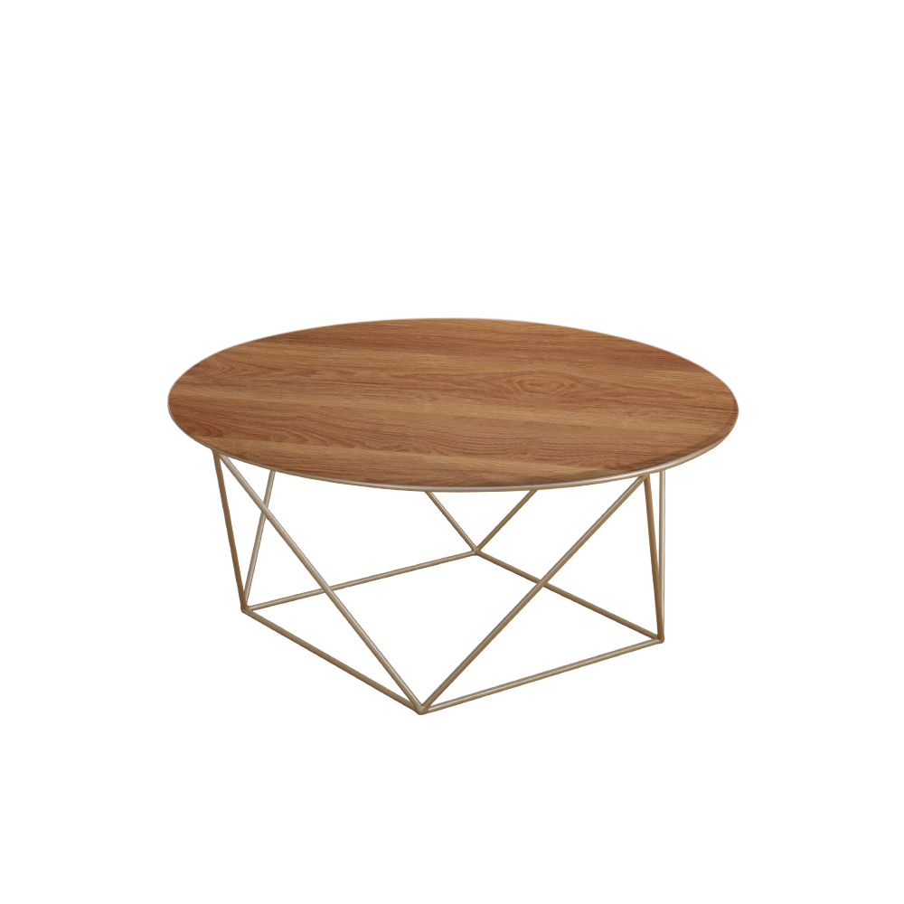 Mix & Match Round Marble Coffee Table with Gold Square Geometric Metal Base