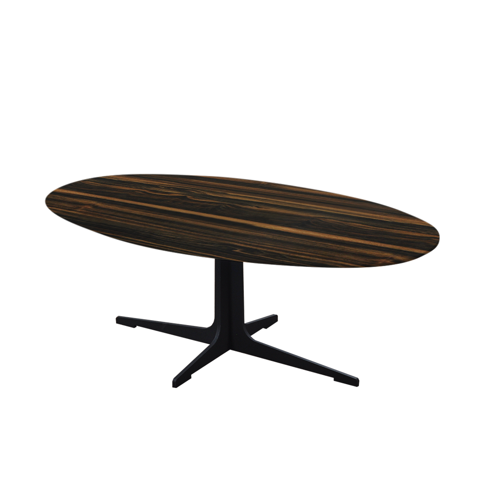 Mix & Match Oval Marble Coffee Table with Black Tree-shaped Metal Base