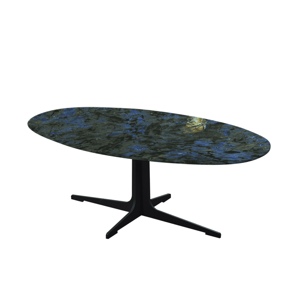 Mix & Match Oval Marble Coffee Table with Black Tree-shaped Metal Base