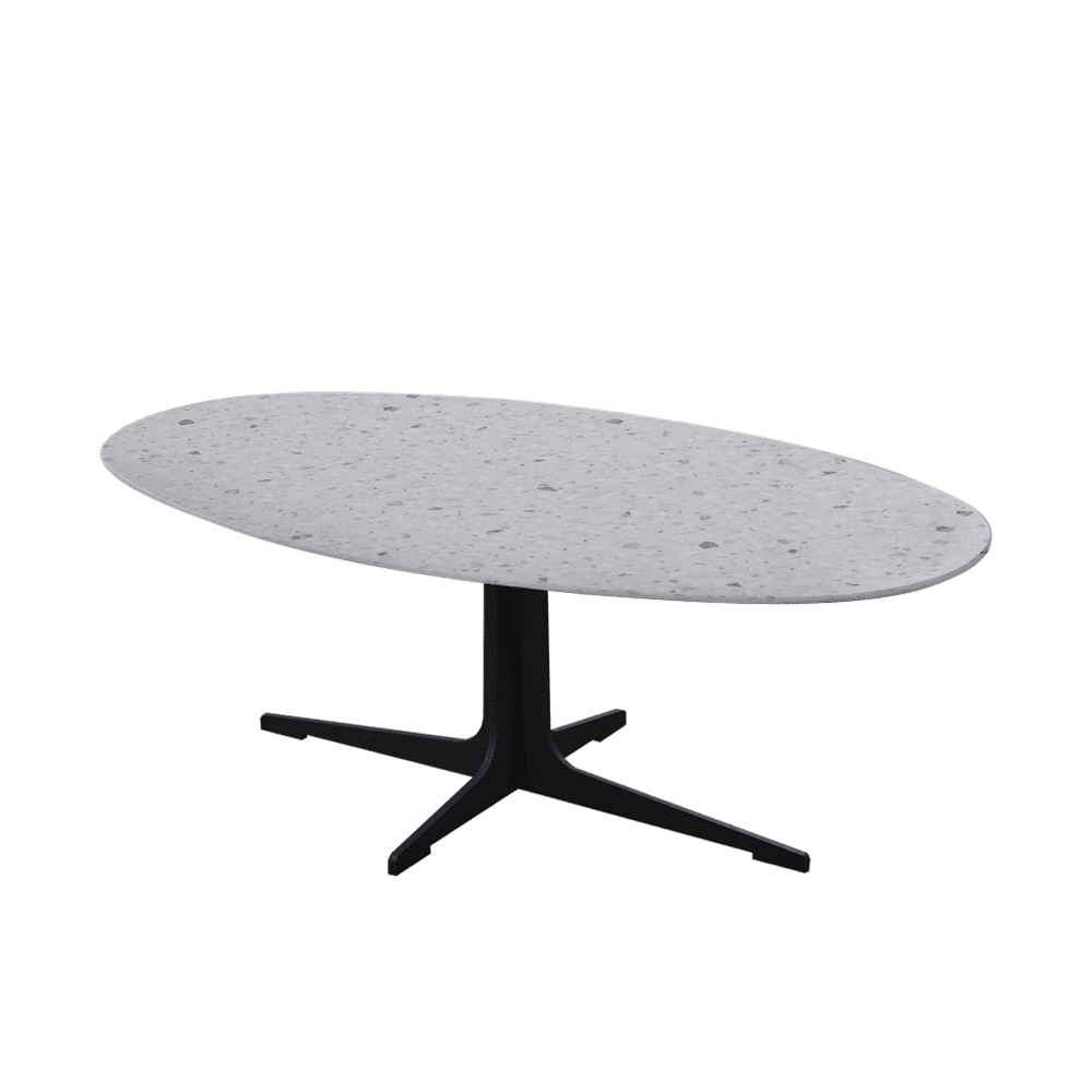 Mix & Match Oval Marble Coffee Table with Black Tree-shaped Metal Base