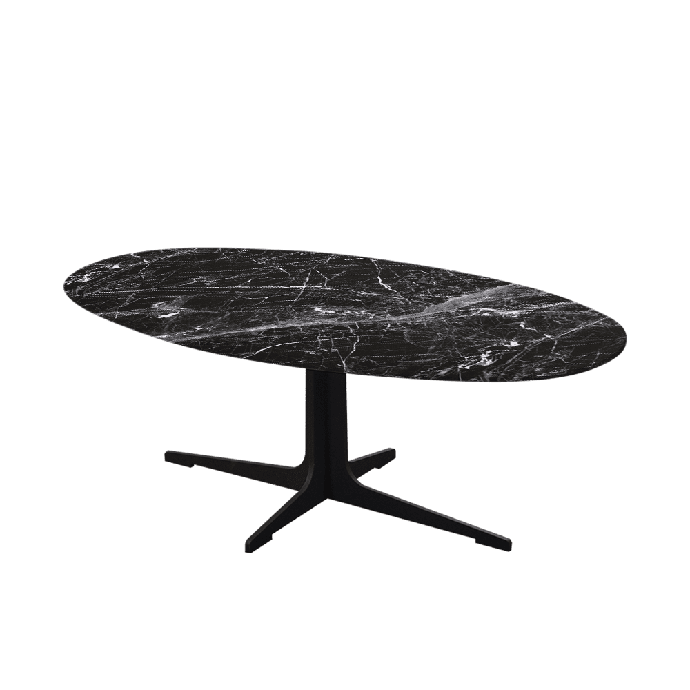 Mix & Match Oval Marble Coffee Table with Black Tree-shaped Metal Base