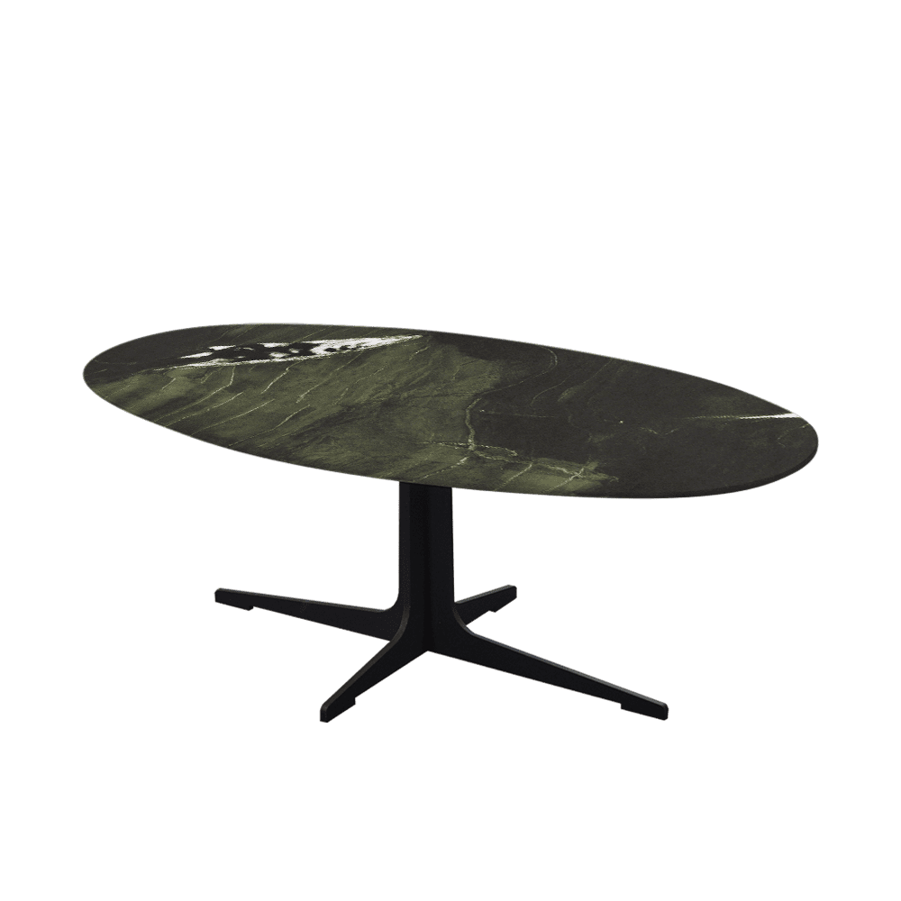 Mix & Match Oval Marble Coffee Table with Black Tree-shaped Metal Base