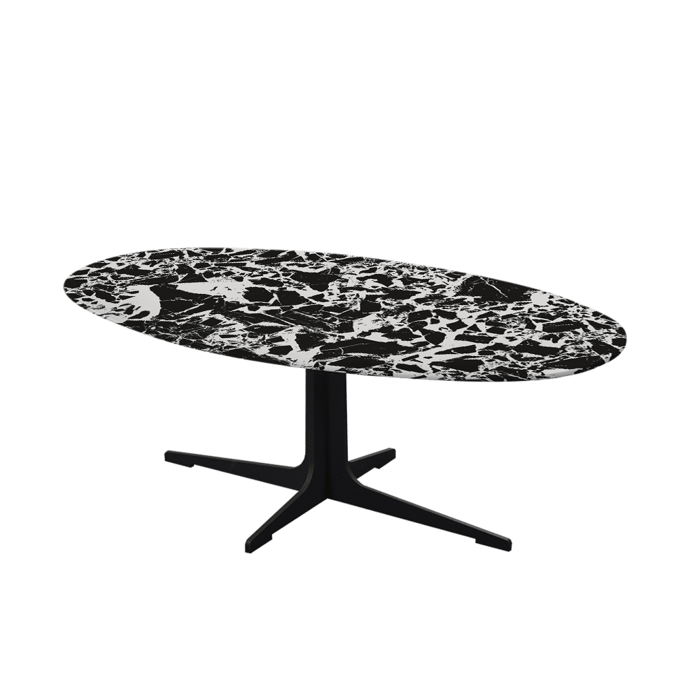 Mix & Match Oval Marble Coffee Table with Black Tree-shaped Metal Base