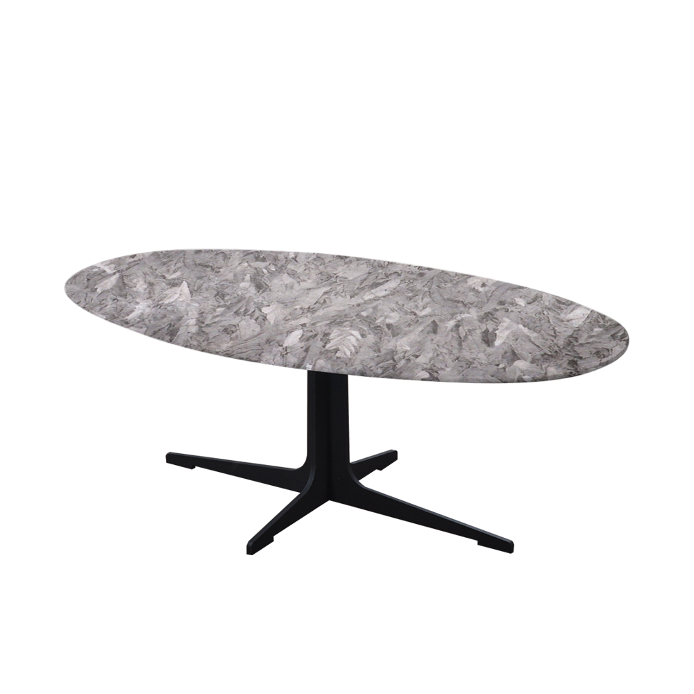 Mix & Match Oval Marble Coffee Table with Black Tree-shaped Metal Base