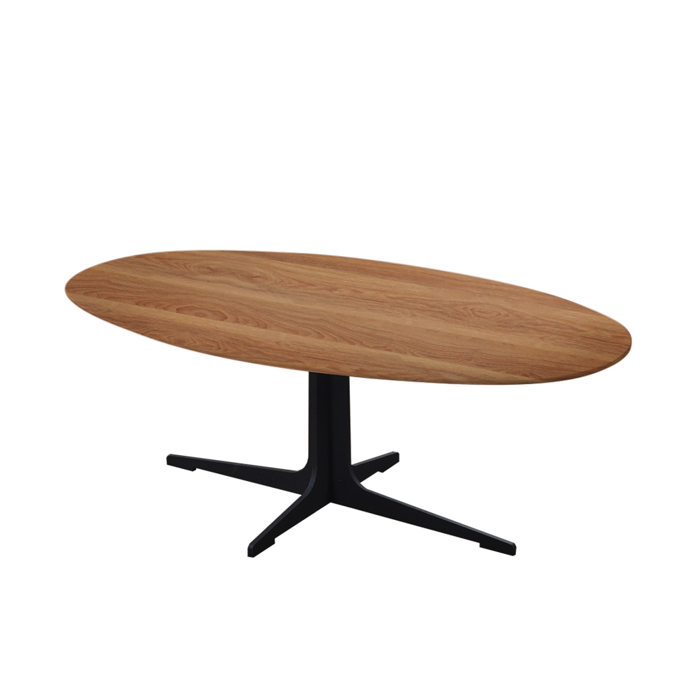 Mix & Match Oval Marble Coffee Table with Black Tree-shaped Metal Base