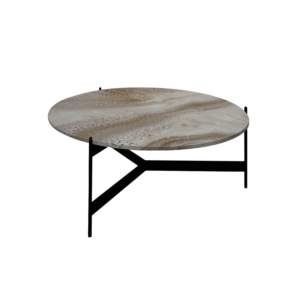 Mix & Match Round Marble Coffee Table with Black Y-shaped Metal Base
