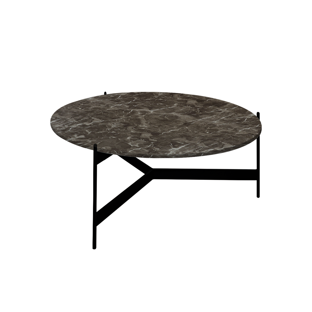 Mix & Match Round Marble Coffee Table with Black Y-shaped Metal Base