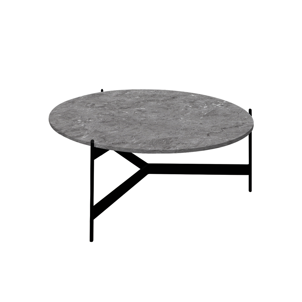 Mix & Match Round Marble Coffee Table with Black Y-shaped Metal Base